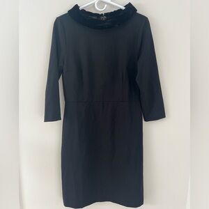 🎄Talbots Velvet Trim Ponte Knit Dress Black Holiday Modest Classy Size 6